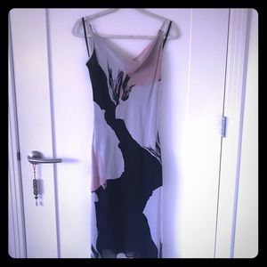 Beautiful 💯Silk Black Pink And White Slip Dress